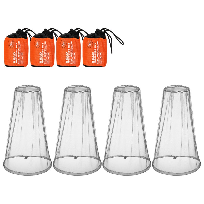 HESTYA 4 Pack Mosquito Net Face Mesh Protecting Net for Outdoor Hiking Camping Climbing Mosquito Fly Insects Preventing(Grey) - Image 1